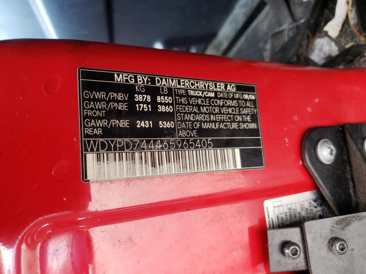 Photo 10 from auction – 2006 FREIGHTLINER SPRINTER 2 with VIN WDYPD744465965405