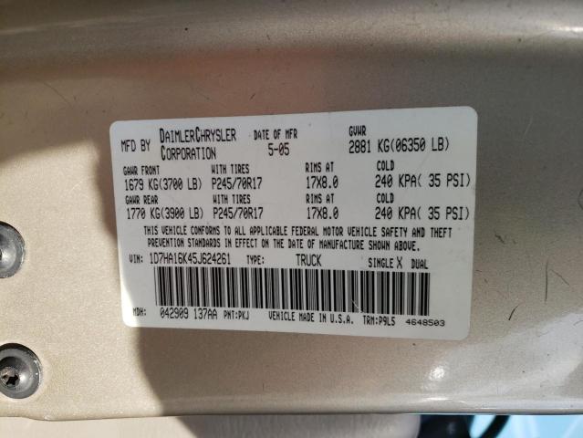 Photo 10 from auction – 2005 DODGE RAM with VIN 1D7HA16K45J624261