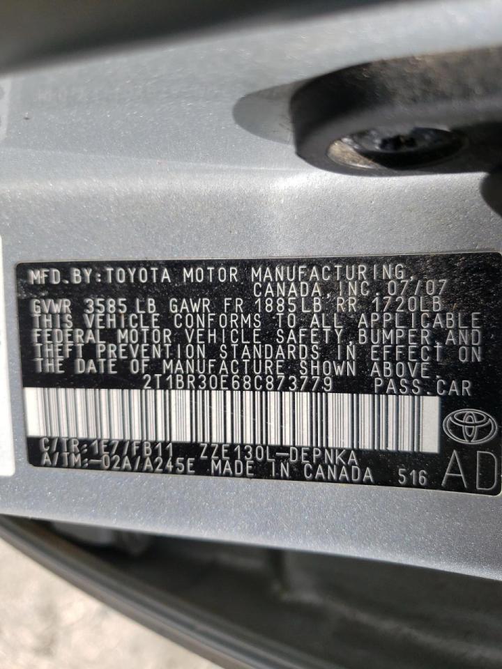 Photo 10 from auction – 2008 TOYOTA COROLLA CE with VIN 2T1BR30E68C873779