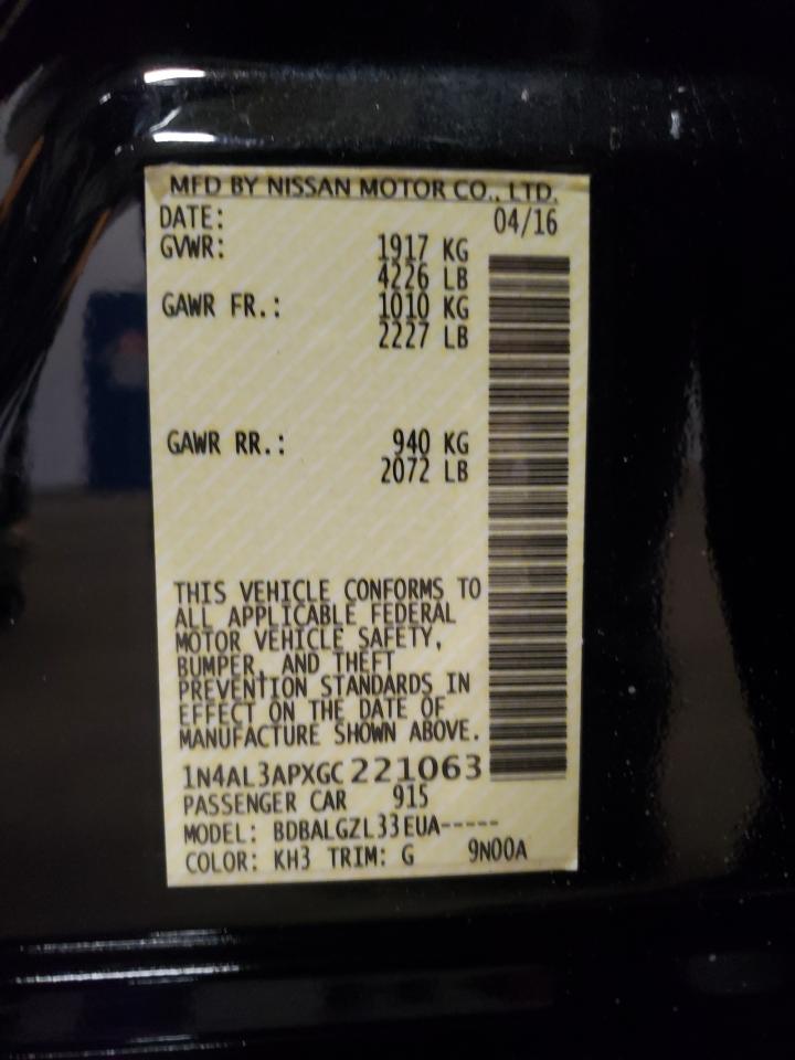 Photo 10 from auction – 2016 NISSAN ALTIMA with VIN 1N4AL3APXGC221063