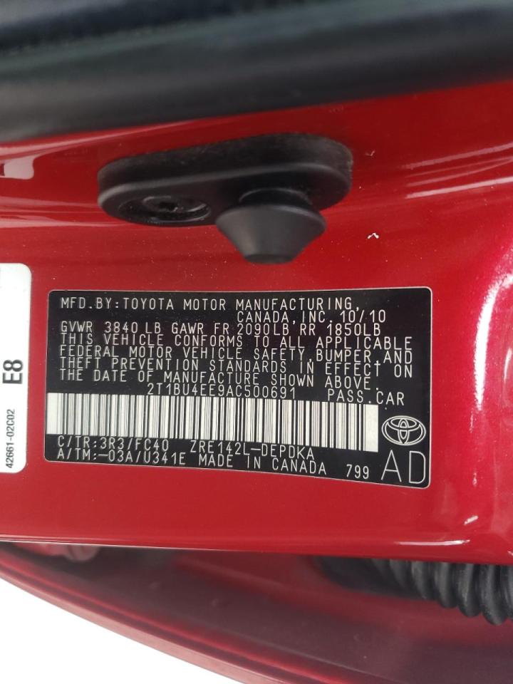 Photo 10 from auction – 2010 TOYOTA COROLLA BA with VIN 2T1BU4EE9AC500691