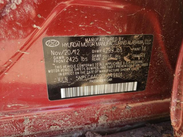 Photo 10 from auction – 2013 HYUNDAI SONATA SE with VIN 5NPEC4AC9DH649401