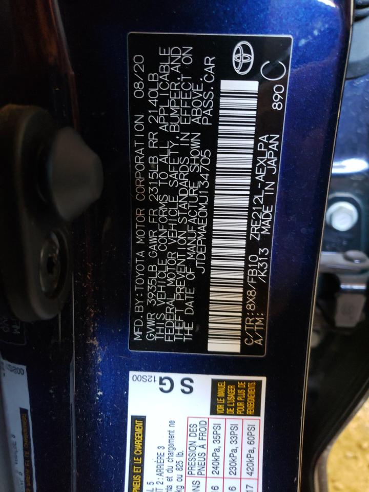 Photo 10 from auction – 2021 TOYOTA COROLLA LE with VIN JTDEPMAE0MJ134705