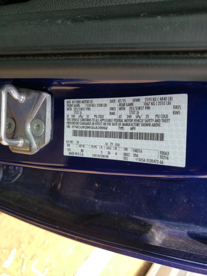 Photo 10 from auction – 2016 FORD ESCAPE SE with VIN 1FMCU9G96GUA39992