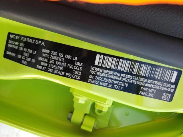 Photo 10 from auction – 2017 JEEP RENEGADE S with VIN ZACCJBAB7HPF29019