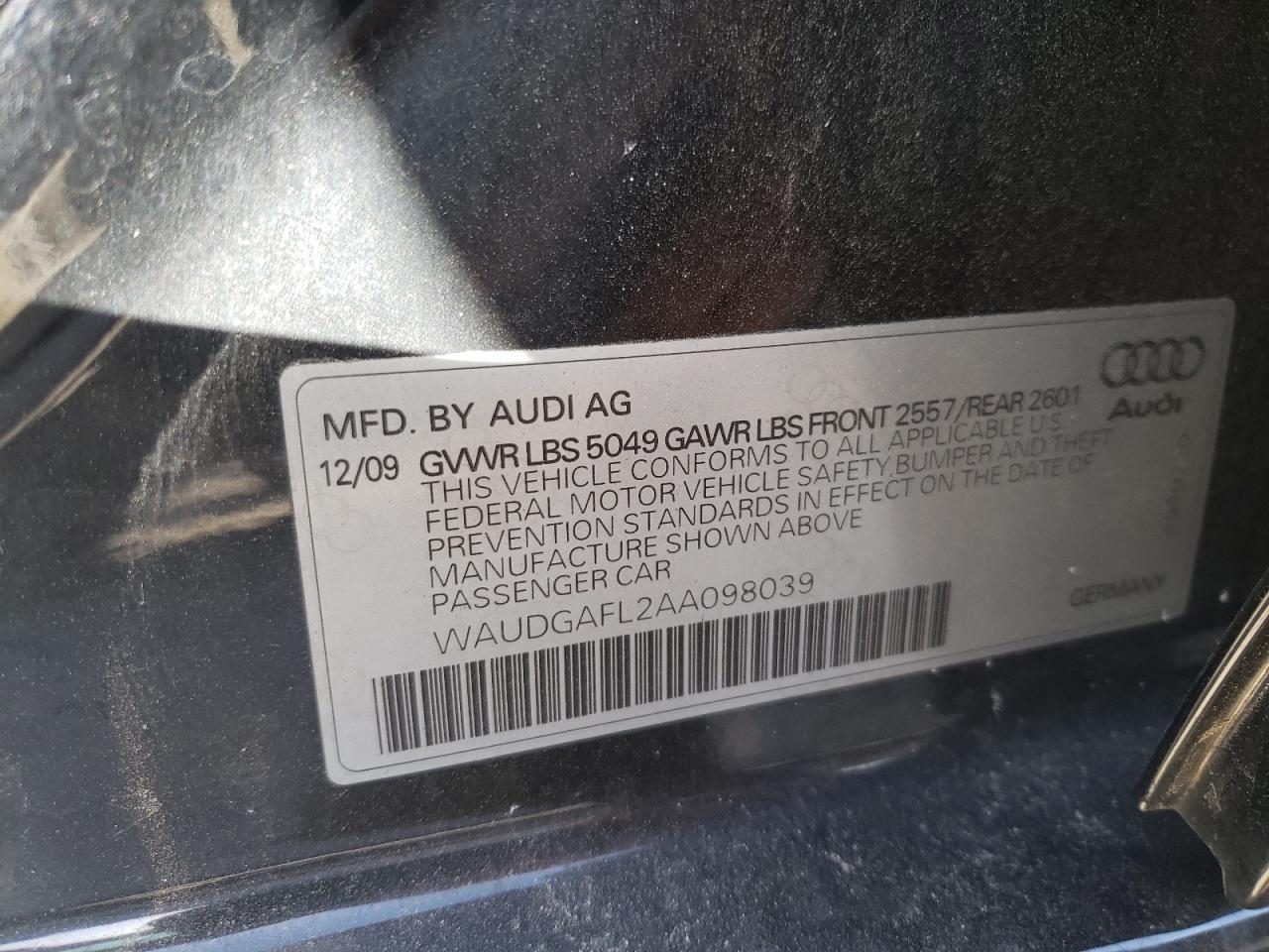 Zdjęcie 10 z aukcji – 2010 AUDI S4 PREMIUM z VIN WAUDGAFL2AA098039