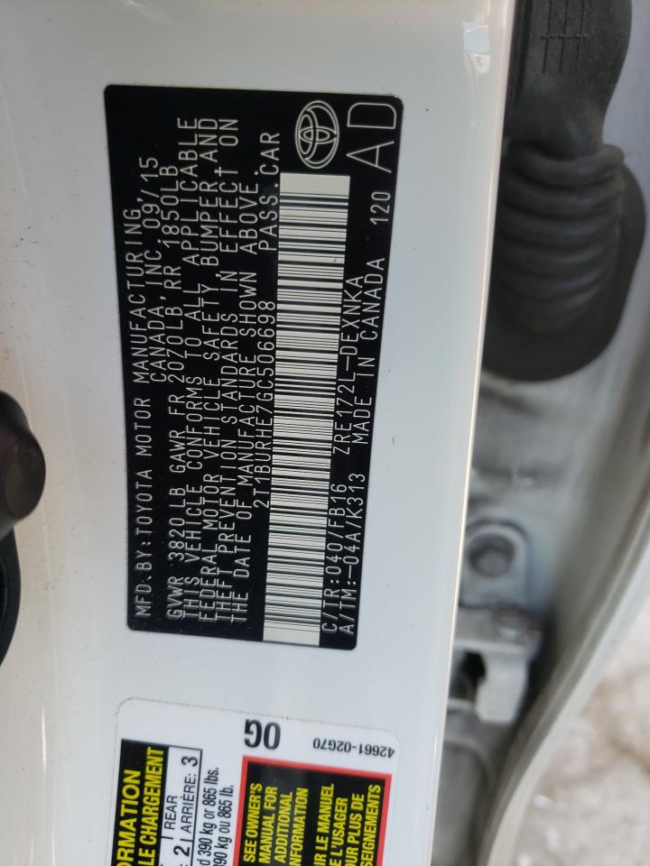 Photo 10 from auction – 2016 TOYOTA COROLLA L with VIN 2T1BURHE7GC506698