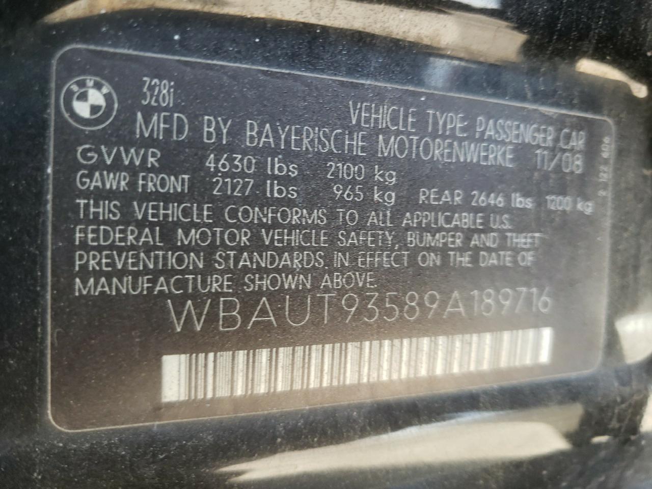 Photo 10 from auction – 2009 BMW 328 IT with VIN WBAUT93589A189716