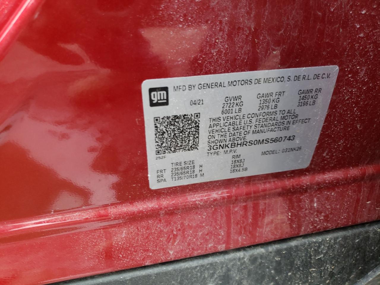 Photo 10 from auction – 2021 CHEVROLET BLAZER 2LT with VIN 3GNKBHRS0MS560743