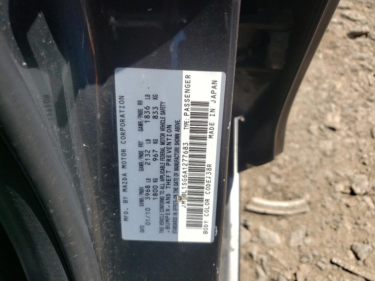 Photo 10 from auction – 2010 MAZDA 3 I with VIN JM1BL1SG6A1277683