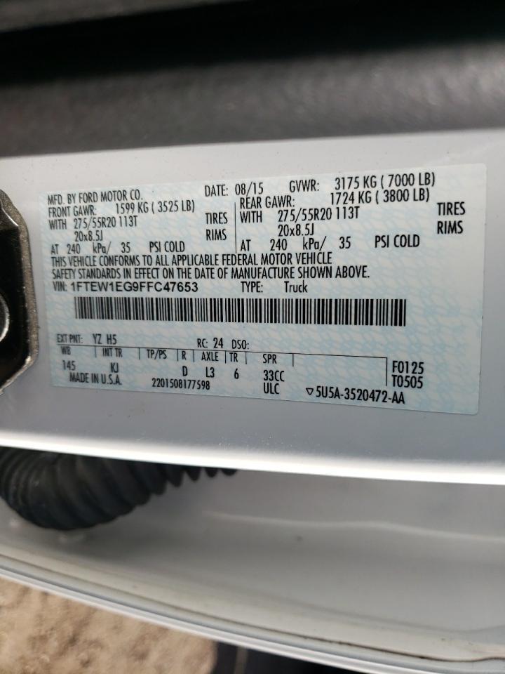 Photo 10 from auction – 2015 FORD F150 SUPER with VIN 1FTEW1EG9FFC47653