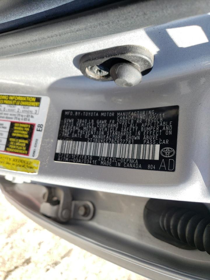 Photo 10 from auction – 2011 TOYOTA COROLLA BA with VIN 2T1BU4EE7BC627781