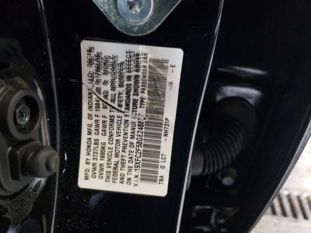 HONDA CIVIC LX 2016 with VIN 19XFC2F58GE248837 - Photo from auction