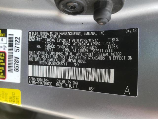 Photo 10 from auction – 2013 TOYOTA SIENNA XLE with VIN 5TDYK3DC8DS368741