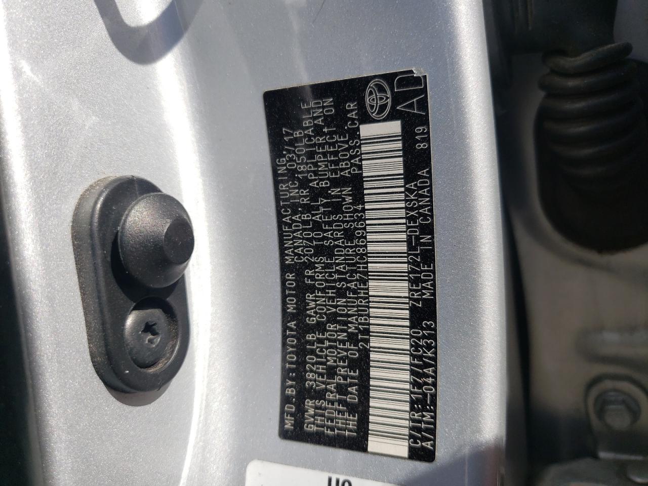 Photo 10 from auction – 2017 TOYOTA COROLLA L with VIN 2T1BURHE7HC869634