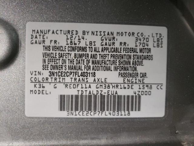Photo 10 from auction – 2015 NISSAN VERSA NOTE with VIN 3N1CE2CP7FL403118
