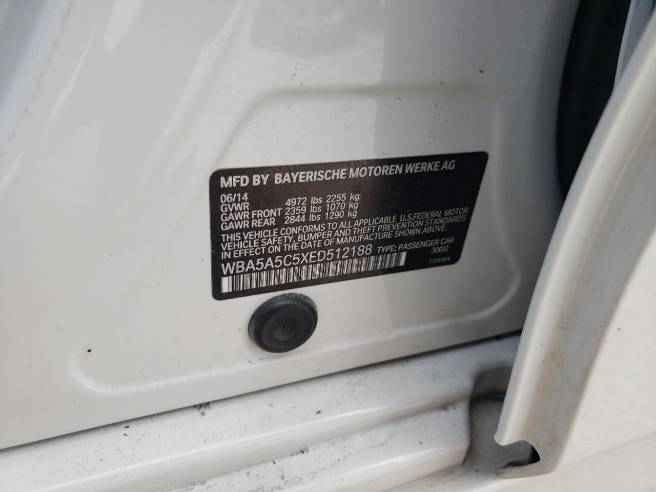 Foto 10 de la subasta – 2014 BMW 528 I con VIN WBA5A5C5XED512188