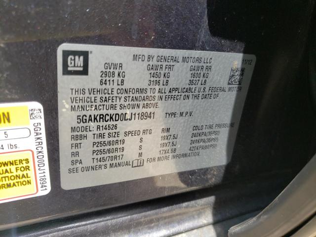 Photo 10 from auction – 2013 BUICK ENCLAVE with VIN 5GAKRCKD0DJ118941