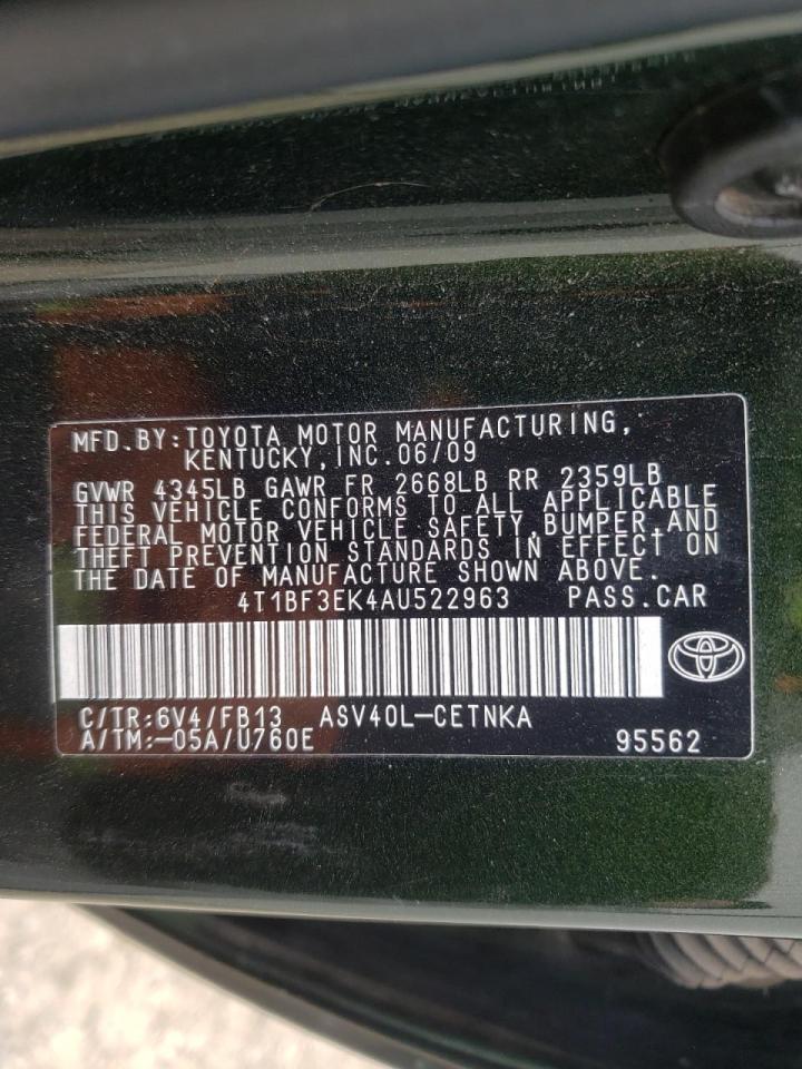 Photo 10 from auction – 2010 TOYOTA CAMRY BASE with VIN 4T1BF3EK4AU522963