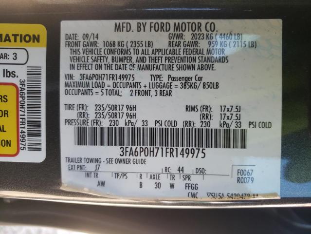 Photo 10 from auction – 2015 FORD FUSION SE with VIN 3FA6P0H71FR149975