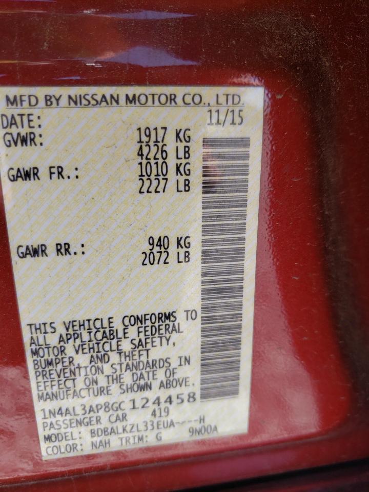 Photo 10 from auction – 2016 NISSAN ALTIMA 2.5 with VIN 1N4AL3AP8GC124458