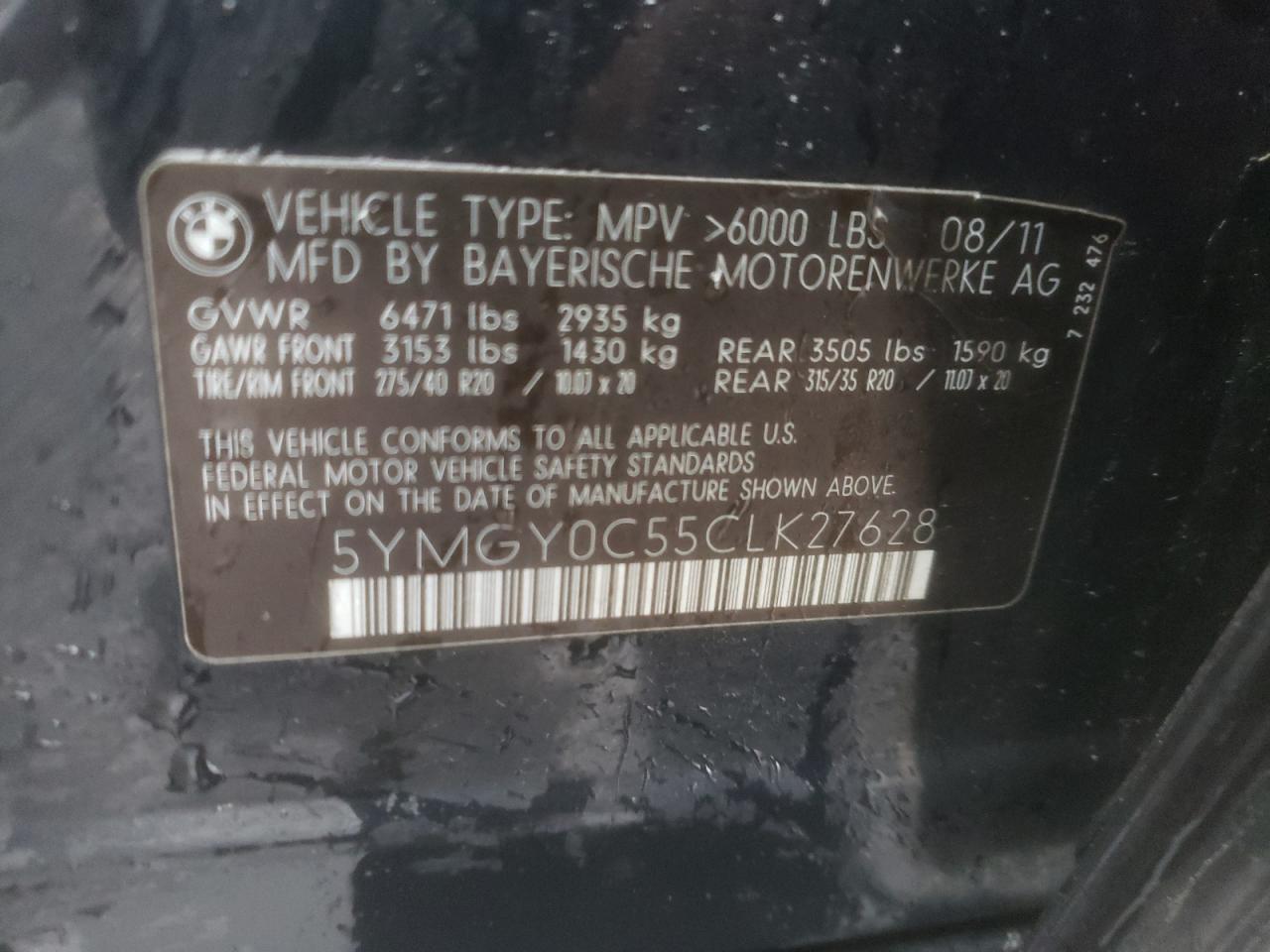 Photo 10 from auction – 2012 BMW X5 M with VIN 5YMGY0C55CLK27628