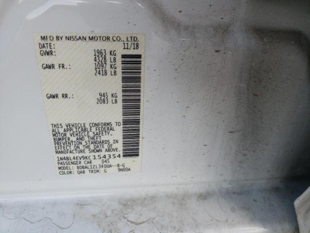 Photo 10 from auction – 2019 NISSAN ALTIMA SL with VIN 1N4BL4EV9KC154354