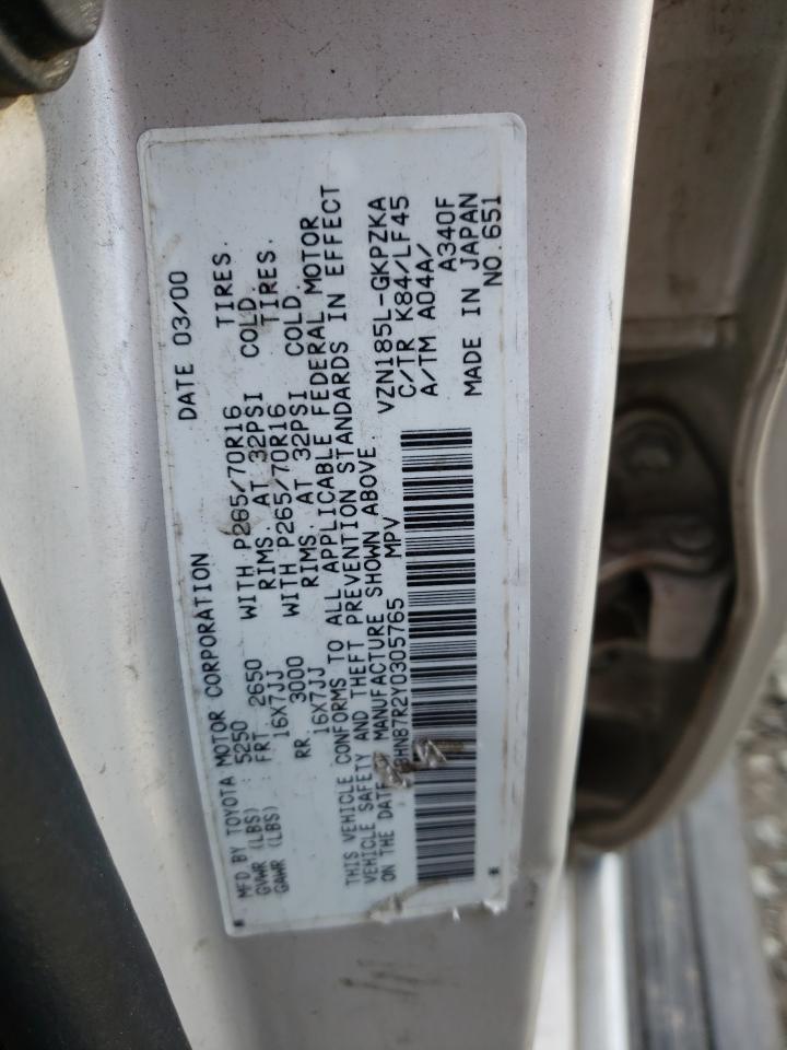 Photo 10 from auction – 2000 TOYOTA 4RUNNER LI with VIN JT3HN87R2Y0305765