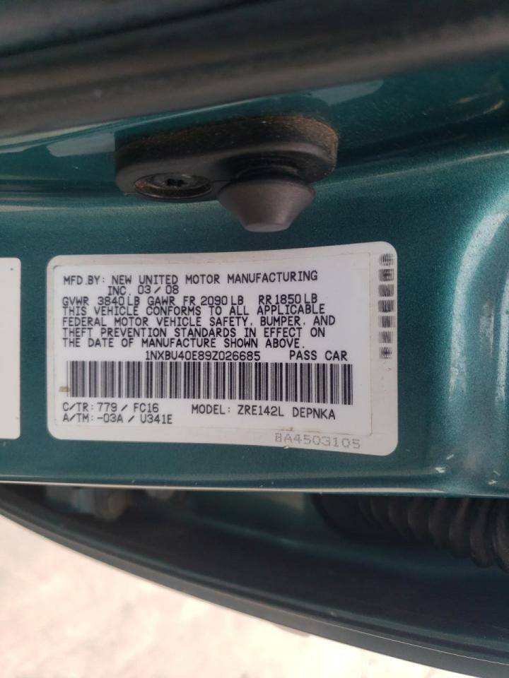 Photo 10 from auction – 2009 TOYOTA COROLLA BA with VIN 1NXBU40E89Z026685