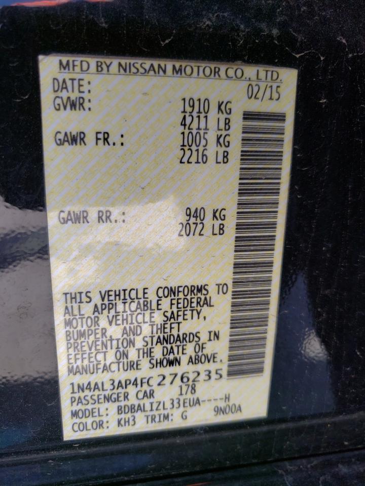 Photo 10 from auction – 2015 NISSAN ALTIMA 2.5 with VIN 1N4AL3AP4FC276235