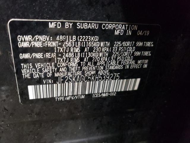 Photo 10 from auction – 2019 SUBARU FORESTER P with VIN JF2SKAGC5KH539275