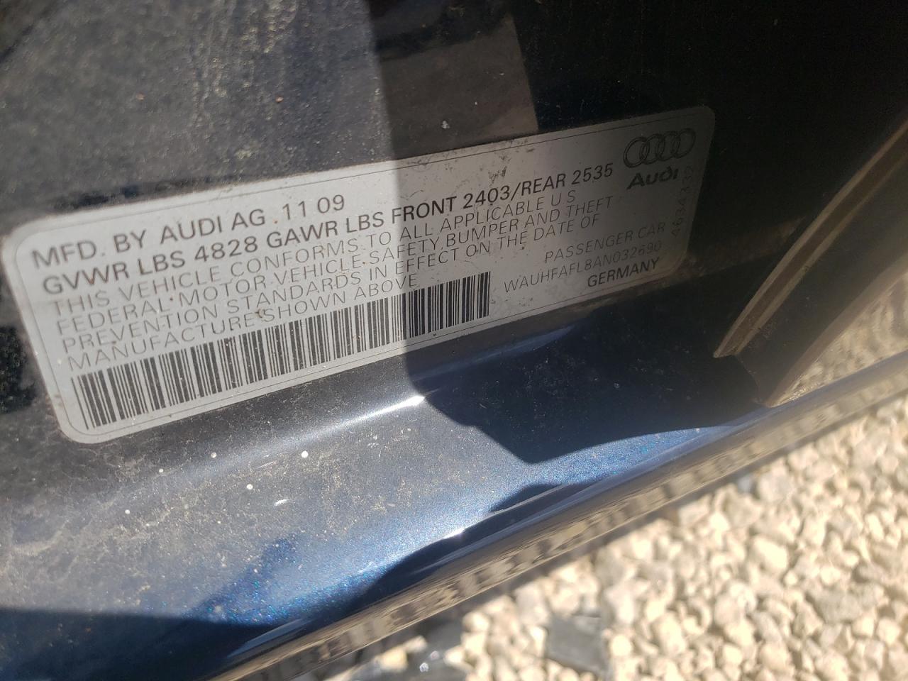 Photo 10 from auction – 2010 AUDI A4 PREMIUM with VIN WAUHFAFL8AN032690