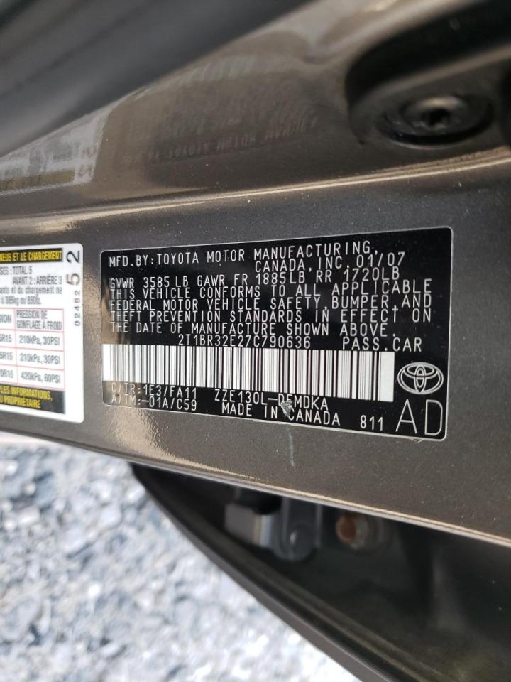 Photo 10 from auction – 2007 TOYOTA COROLLA CE with VIN 2T1BR32E27C790636