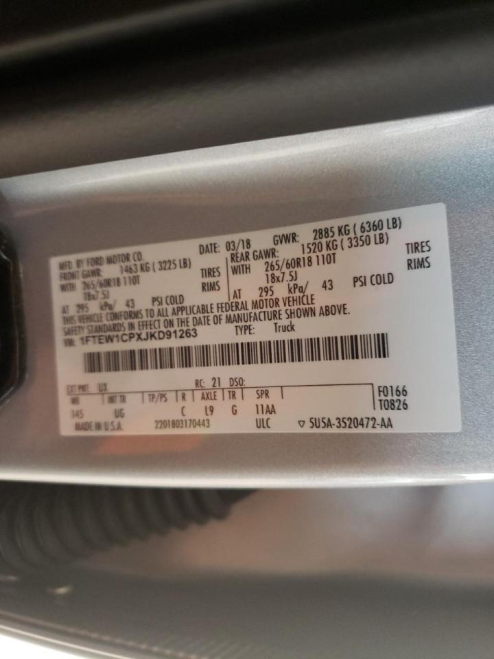 Photo 10 from auction – 2018 FORD F150 SUPER with VIN 1FTEW1CPXJKD91263