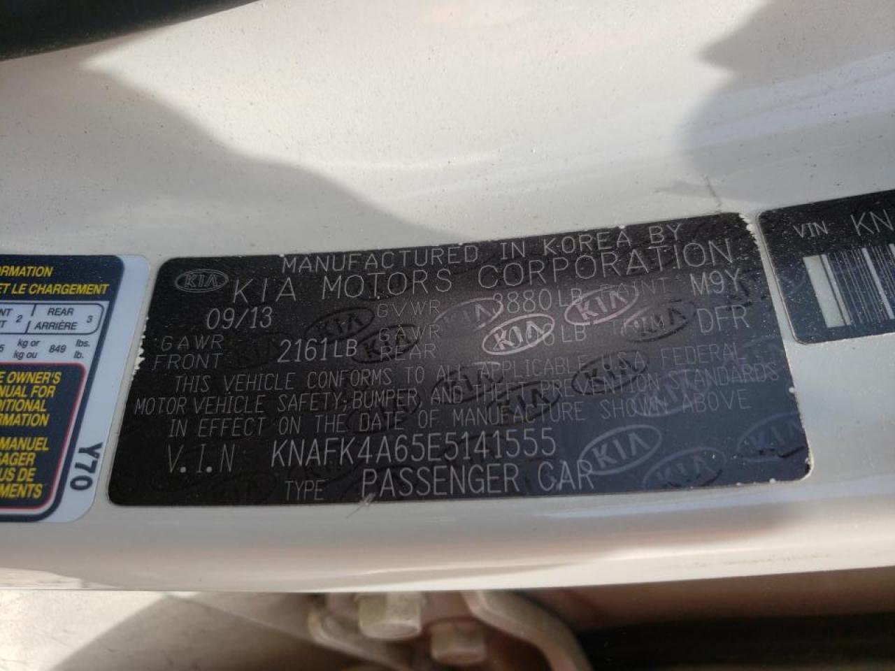 Photo 10 from auction – 2014 KIA FORTE LX with VIN KNAFK4A65E5141555