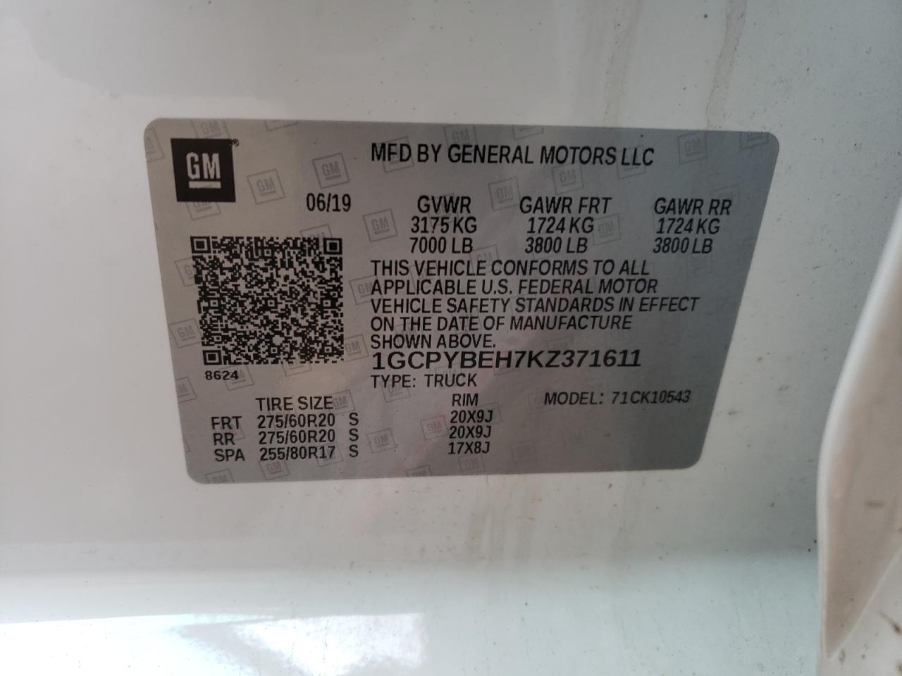 Photo 10 from auction – 2019 CHEVROLET 1500 SILVE with VIN 1GCPYBEH7KZ371611