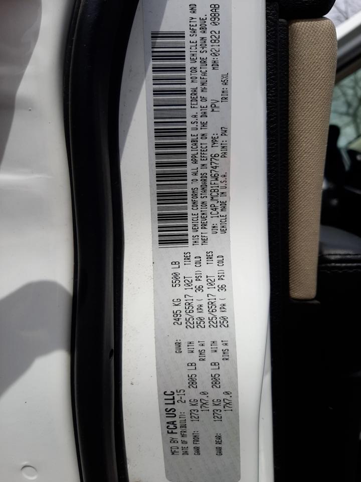 Photo 10 from auction – 2015 JEEP CHEROKEE L with VIN 1C4PJMCB1FW674776