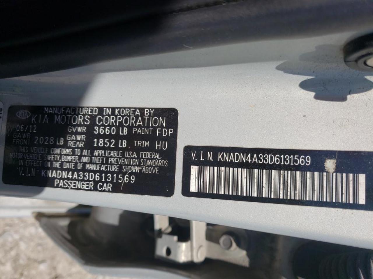 Photo 10 from auction – 2013 KIA RIO EX with VIN KNADN4A33D6131569