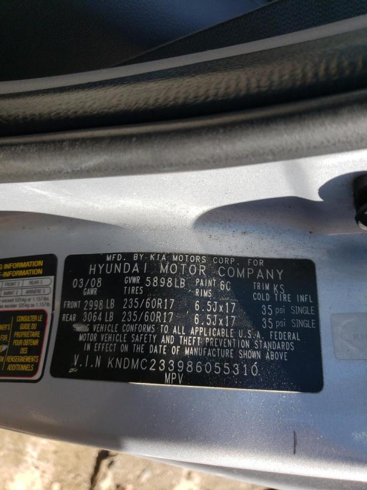 Photo 20 from auction – 2008 HYUNDAI ENTOURAGE with VIN KNDMC233986055310