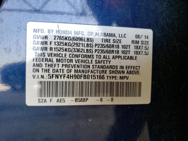Photo 10 from auction – 2015 HONDA PILOT TOUR with VIN 5FNYF4H90FB015166