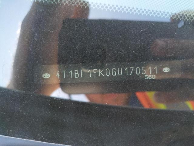 Photo 10 from auction – 2016 TOYOTA CAMRY with VIN 4T1BF1FK0GU170511