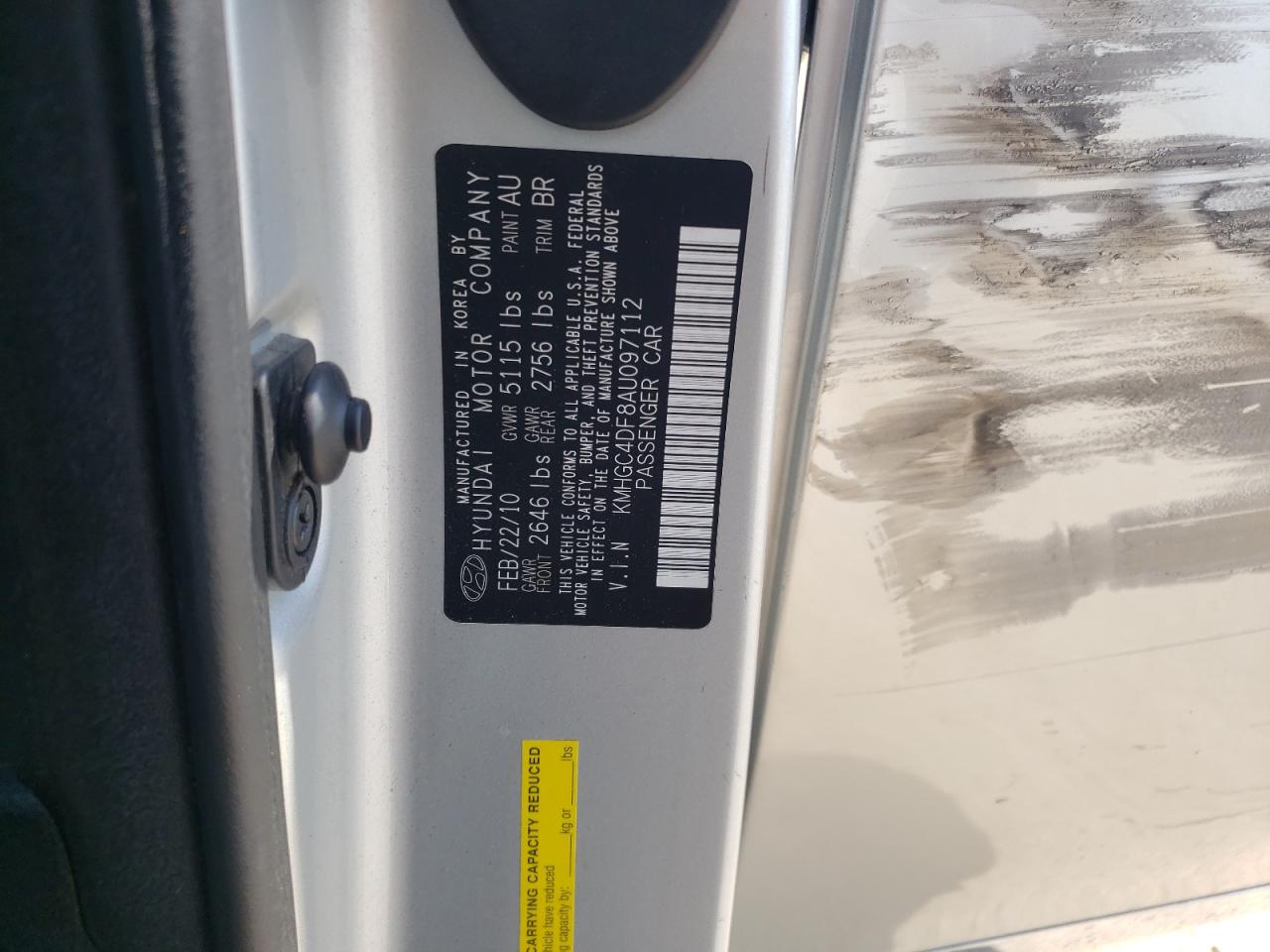 Photo 10 from auction – 2010 HYUNDAI GENESIS 4. with VIN KMHGC4DF8AU097112