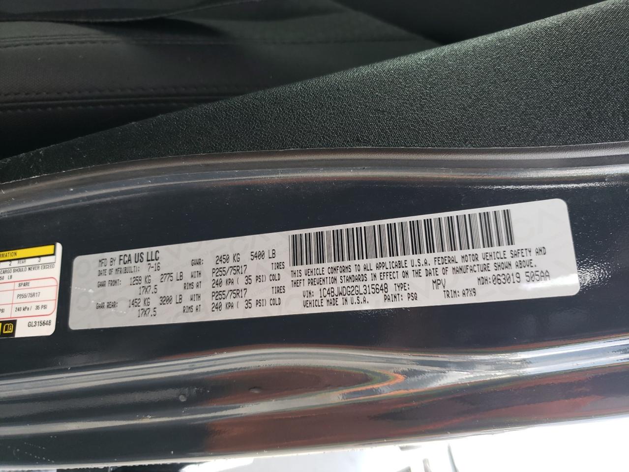 Photo 10 from auction – 2016 JEEP WRANGLER U with VIN 1C4BJWDG2GL315648