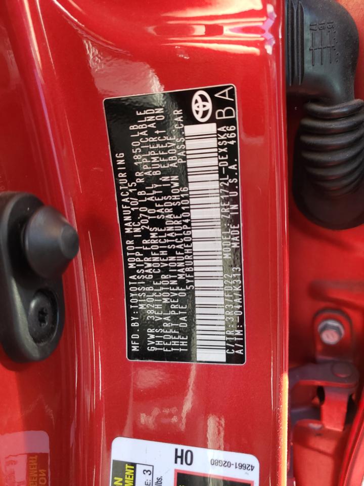 Photo 10 from auction – 2016 TOYOTA COROLLA L with VIN 5YFBURHE0GP401016