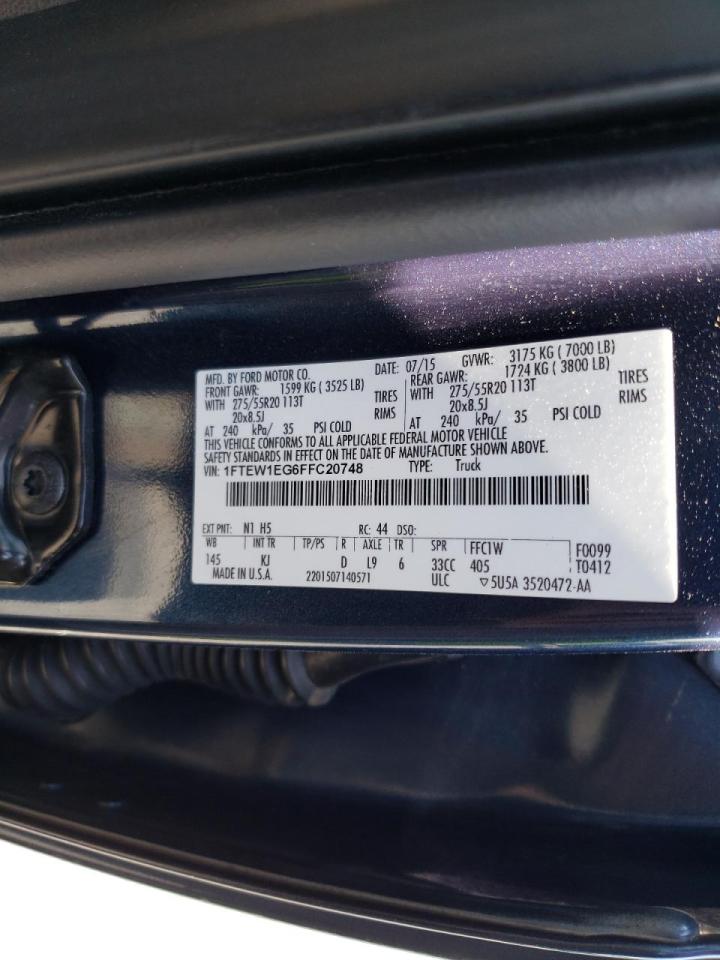 Photo 10 from auction – 2015 FORD F150 SUPER with VIN 1FTEW1EG6FFC20748
