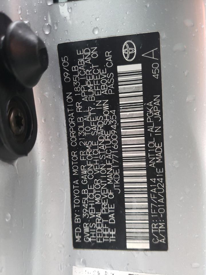 Photo 10 from auction – 2006 TOYOTA SCION TC with VIN JTKDE177160094354