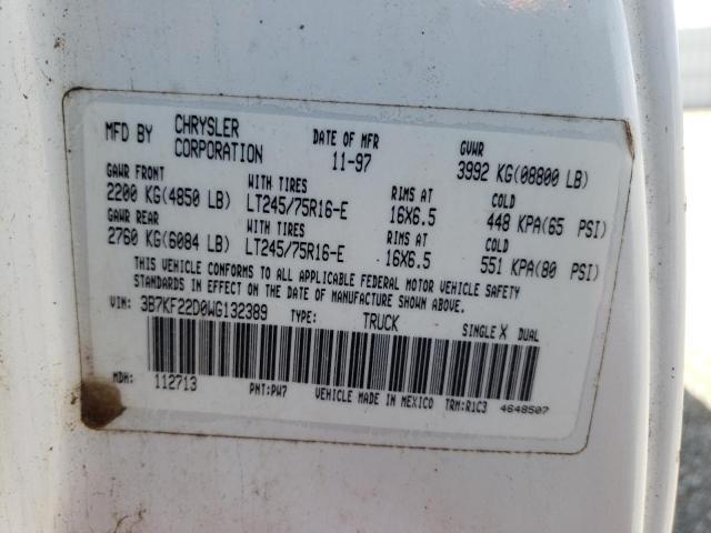 Photo 10 from auction – 1998 DODGE RAM 2500 with VIN 3B7KF22D0WG132389