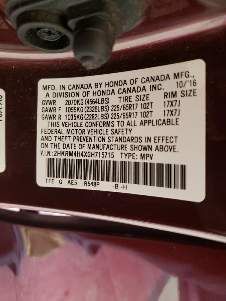 Photo 10 from auction – 2016 HONDA CR-V SE with VIN 2HKRM4H4XGH715715