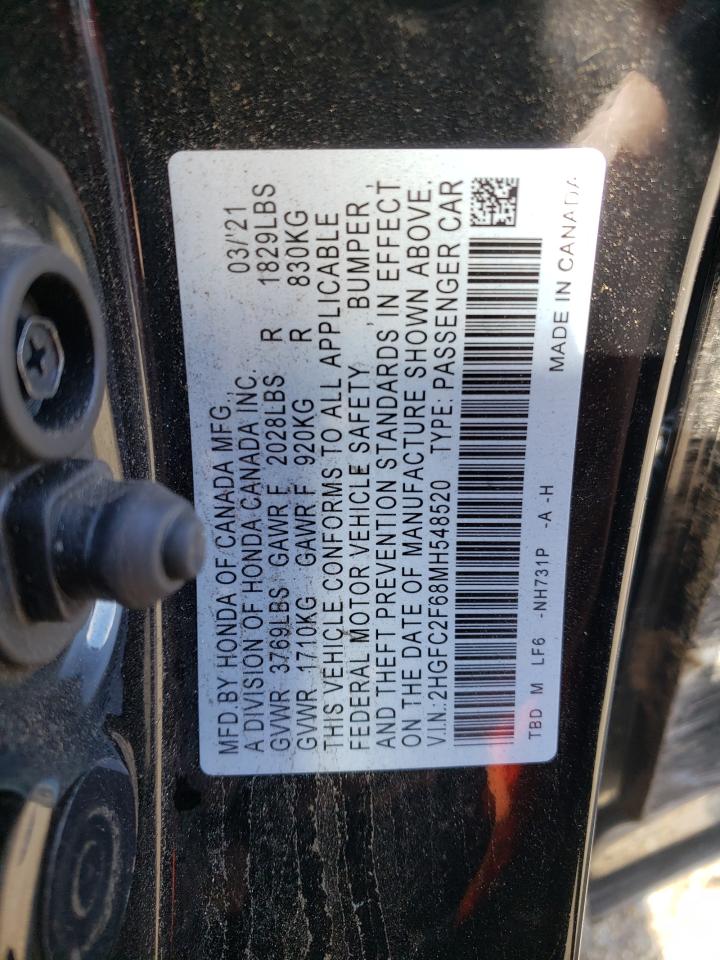 Photo 10 from auction – 2021 HONDA CIVIC LX with VIN 2HGFC2F68MH548520