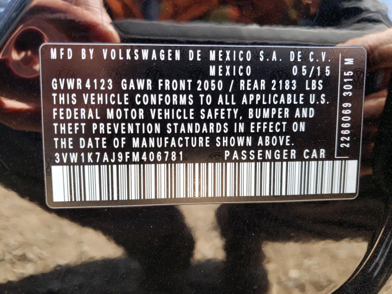 Photo 10 from auction – 2015 VOLKSWAGEN JETTA BASE with VIN 3VW1K7AJ9FM406781